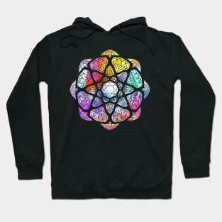 Rainbow Prismatic Crystal Mandala - Silhouette Hoodie